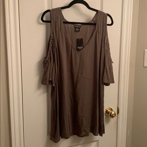 Army green, cold shoulder tunic